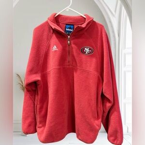 VTG San Francisco 49ers NFL Adidas Red Fleece 1/4 Zip Jacket Unisex Large